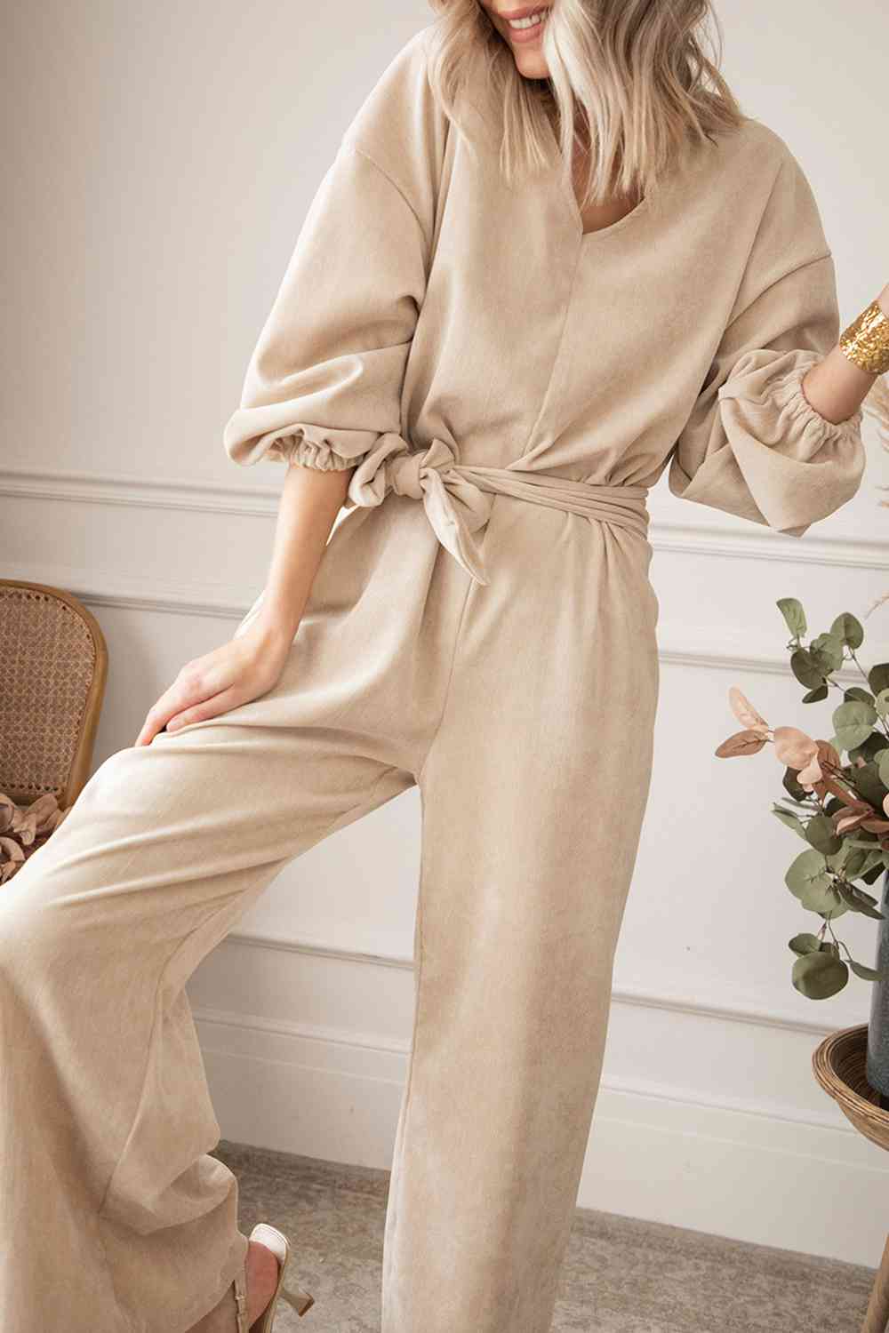 Stilla | Nakke Binde Talje Bred Ben Jumpsuit