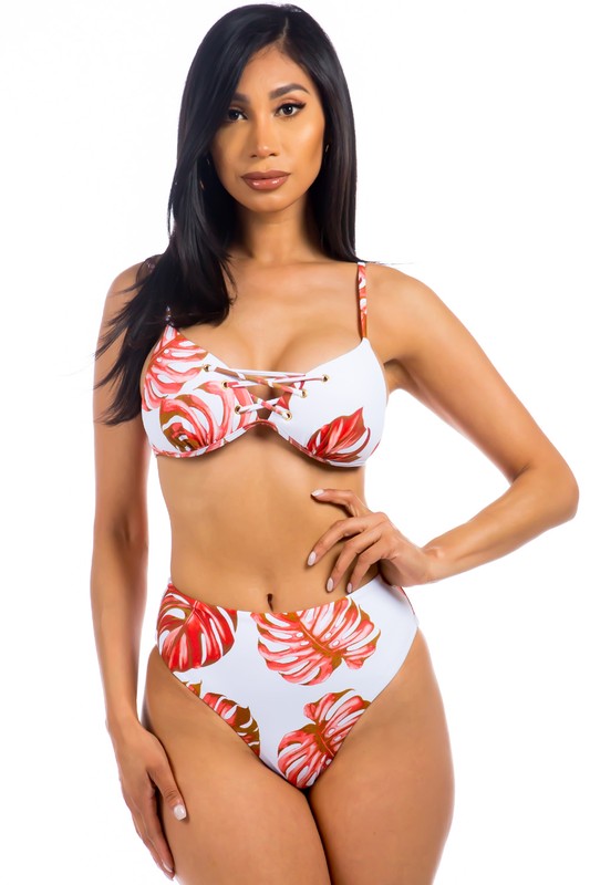 Stilla | Piece Tropical Leave Print Bikini