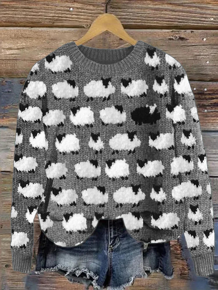 Stilla | Pullover af uld med fåreprint