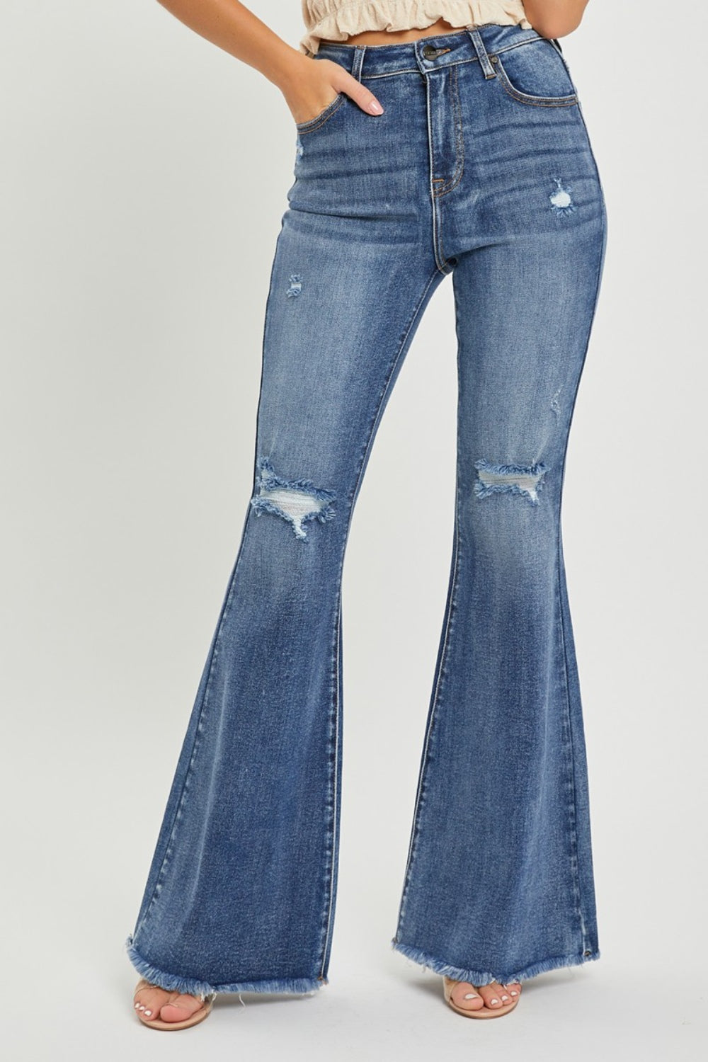 Stilla | Høj Talje Distressed Fare Jeans