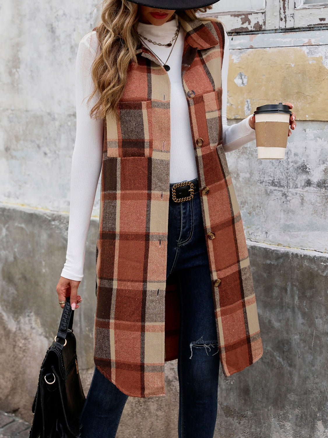 Stilla | Pocketed Button Up Plaid Vest