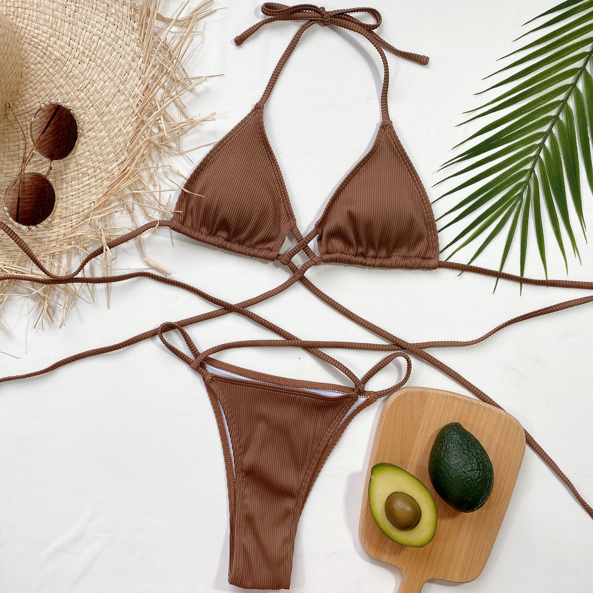 Stilla | Neck Crisscross Ribbed Bikini Sæt