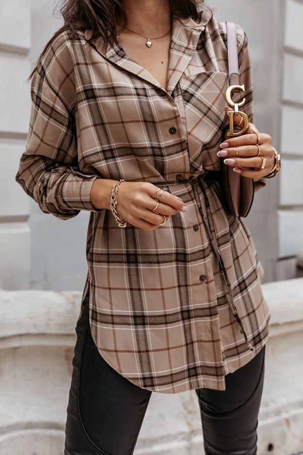 Stilla | Grab My Hand Plaid Button up Bælte Skjorte