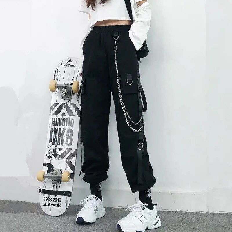 Stilla | Kvinders Punk Harem Cargo Joggers med Lommer