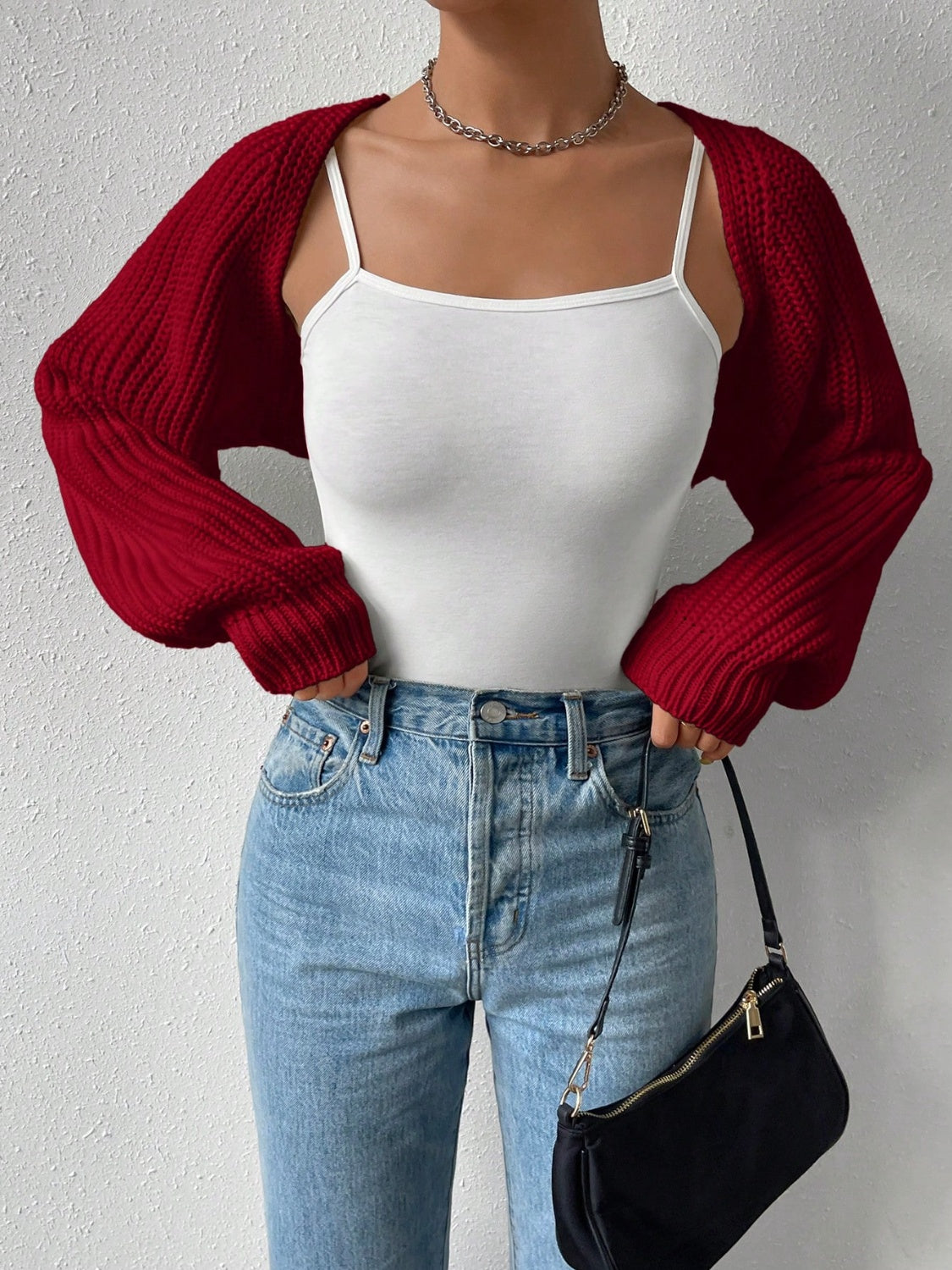 Stilla | Åben Front Langærmet Cropped Cardigan