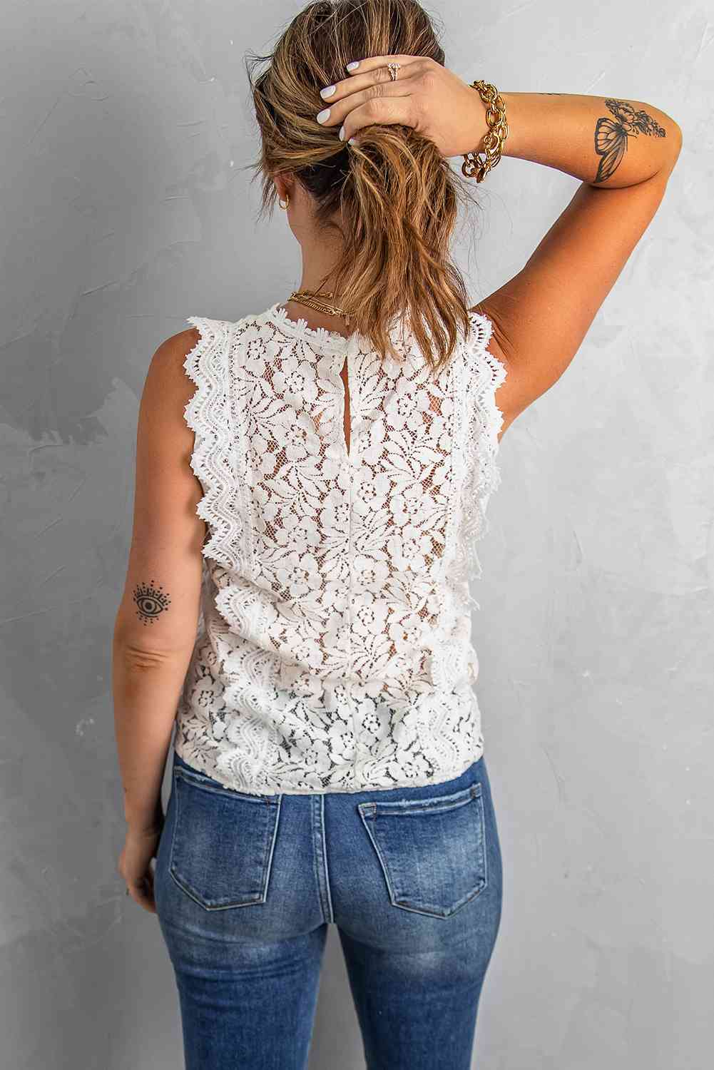 Stilla | Scalloped V-hals Blonde Tanktop