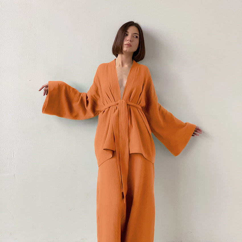 Stilla | Kimono Blazer Bundet Top Bred Ben Bukser Co Ord Sæt