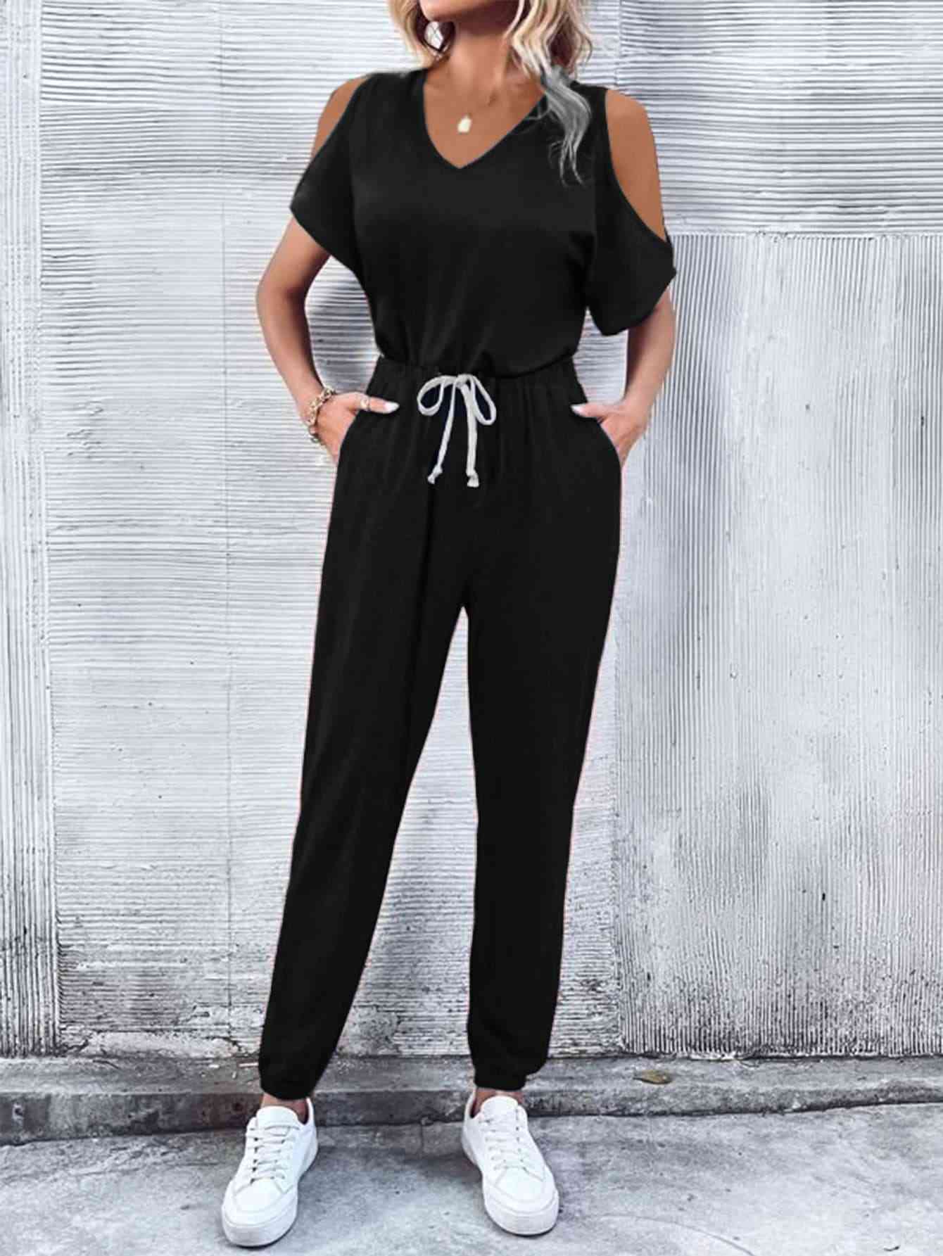 Stilla | Nakke Kold-skulder Jumpsuit Med Lommer
