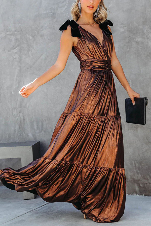 Stilla | Charming Days Velvet Skulderbånd Metalisk Maxi Kjole