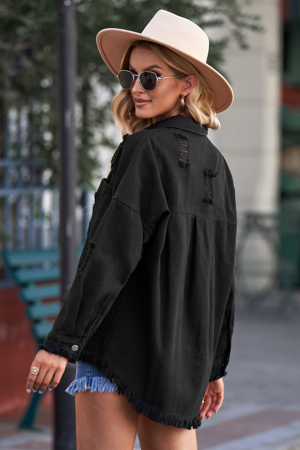 Stilla | Knap-Op Raw Hem Denim Jacket