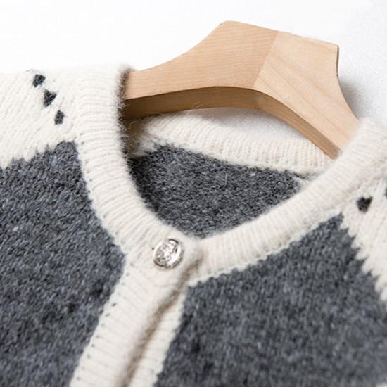 Stilla | Dame cardigan i alpaca strik med geometrisk mønster