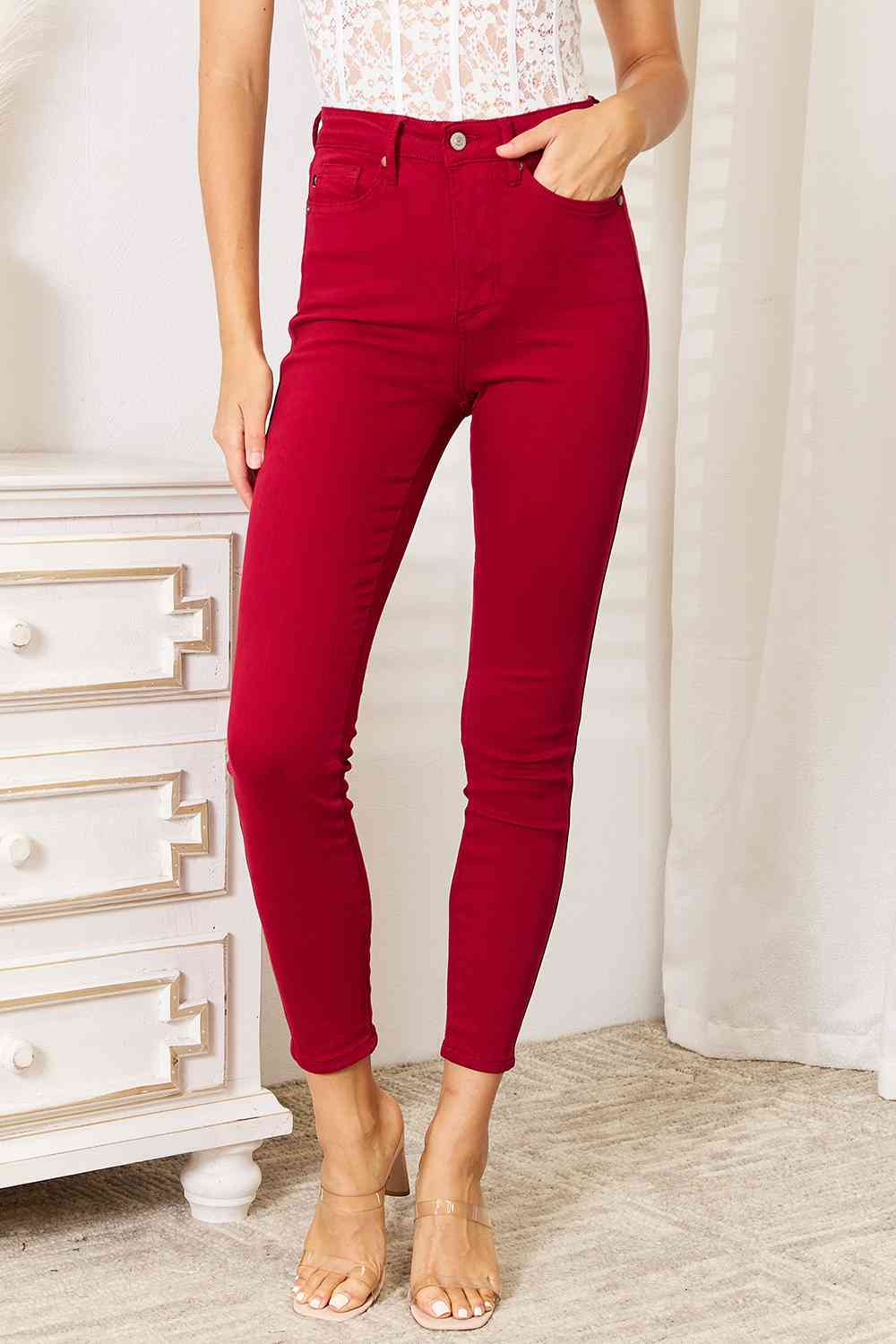 Stilla | Blå Full Size Høj Talje Mavekontrol Skinny Jeans