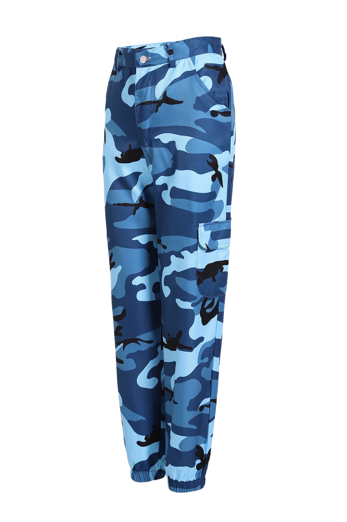 Dame cargo bukser med elastisk talje og moderne camouflage mønster Stilla