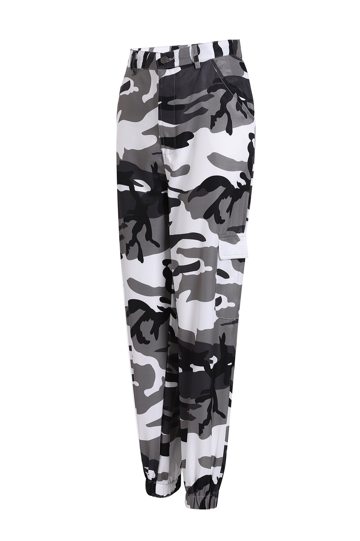 Dame cargo bukser med elastisk talje og moderne camouflage mønster Stilla