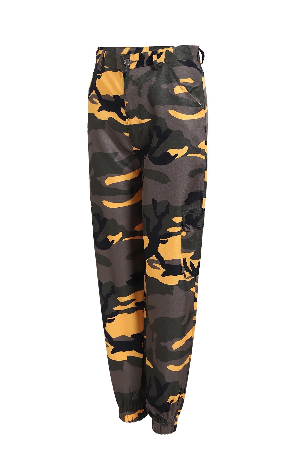 Dame cargo bukser med elastisk talje og moderne camouflage mønster Stilla