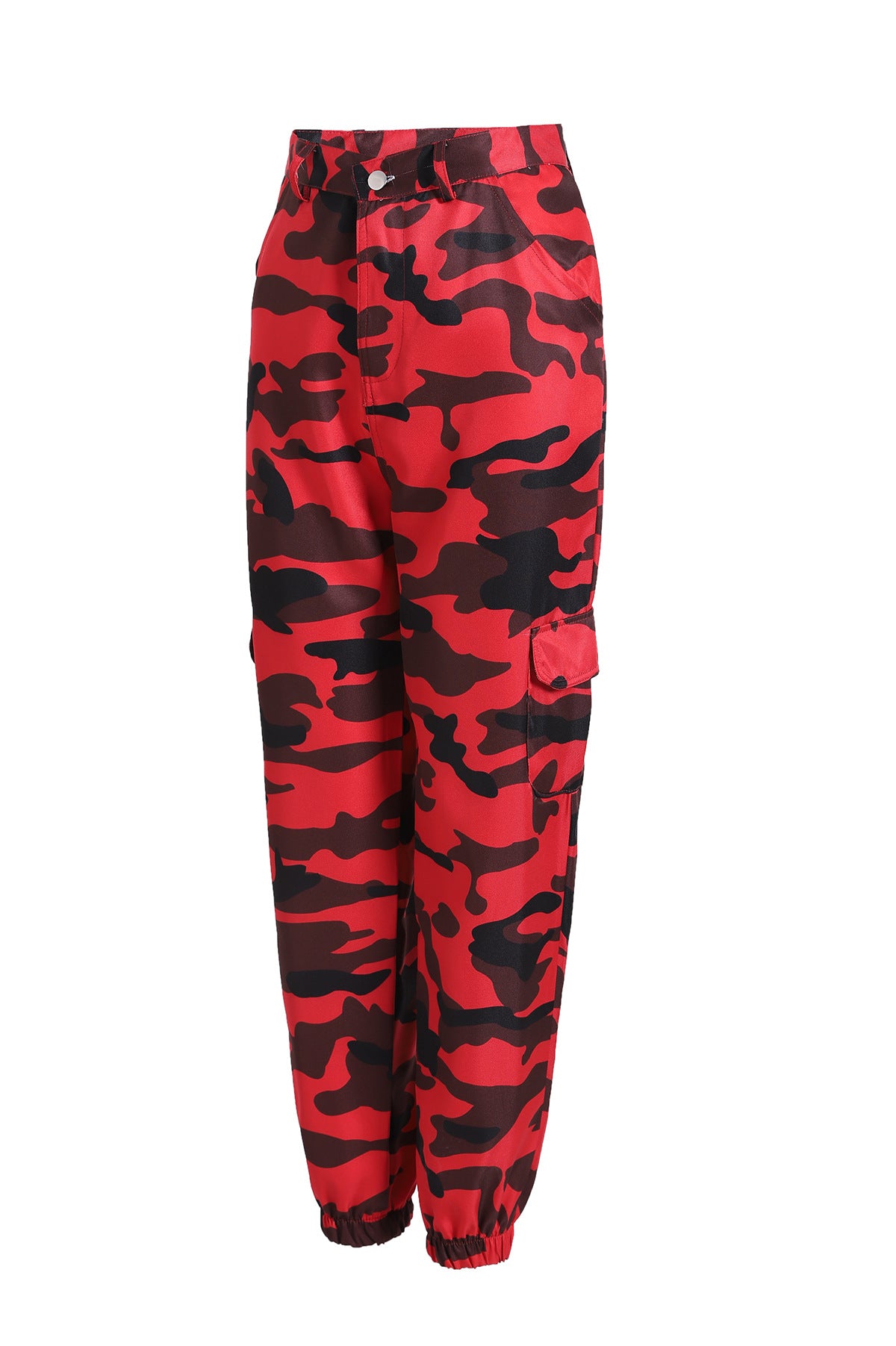 Dame cargo bukser med elastisk talje og moderne camouflage mønster Stilla