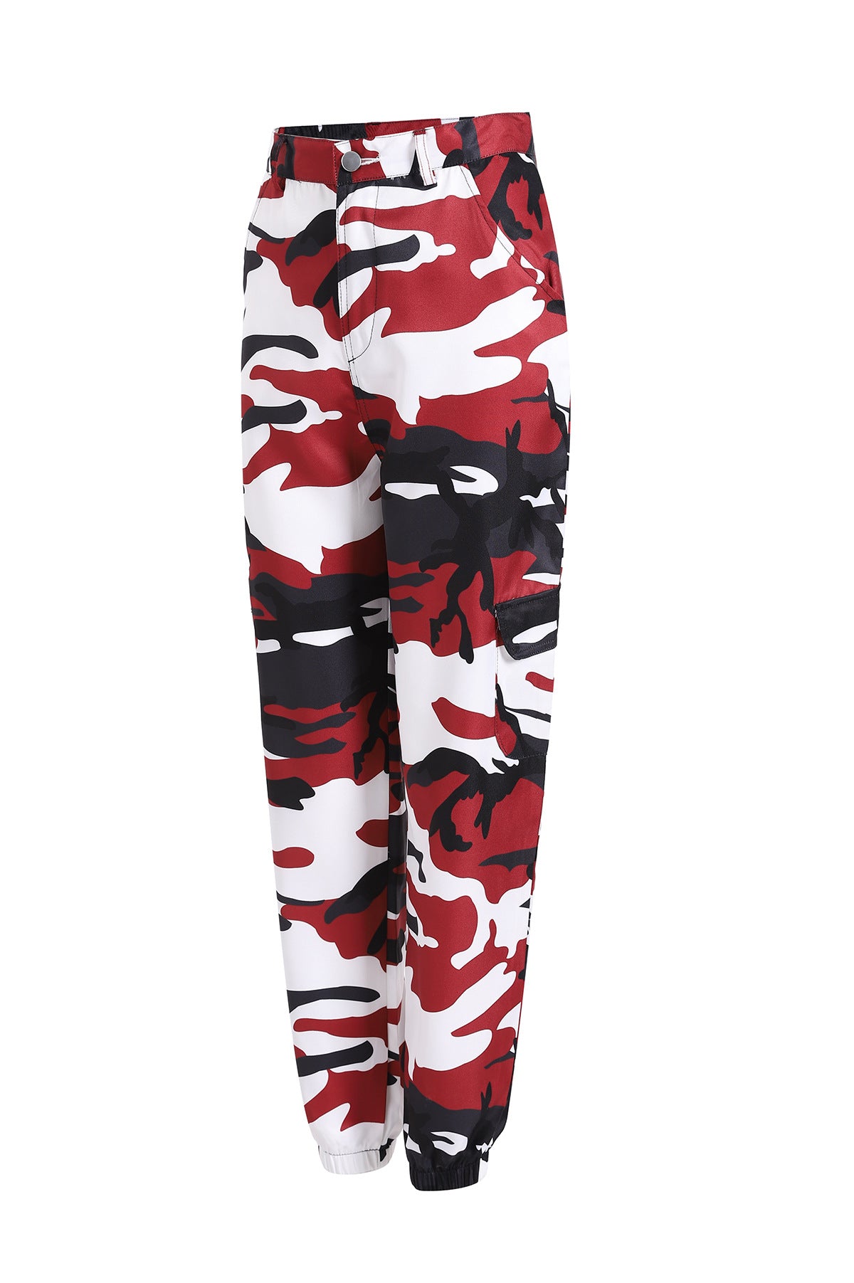 Dame cargo bukser med elastisk talje og moderne camouflage mønster Stilla
