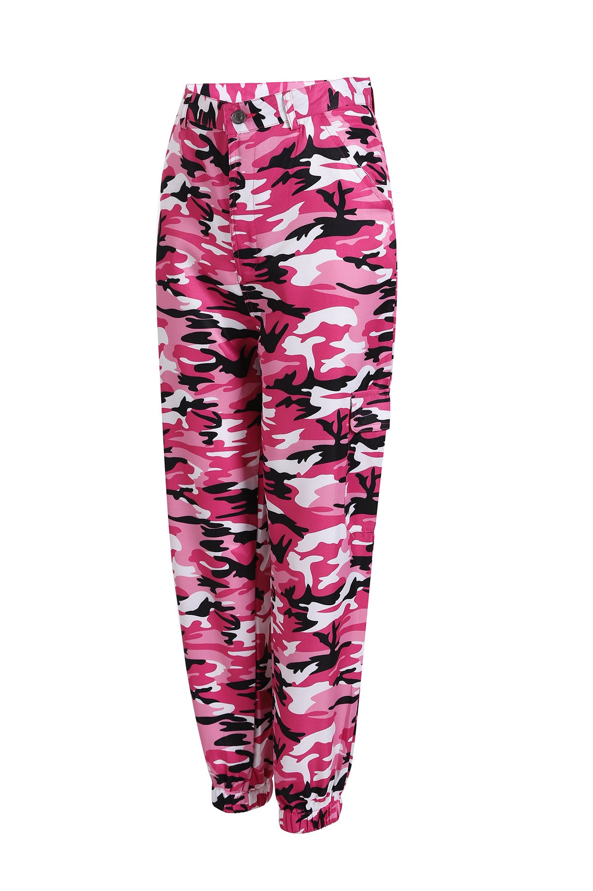 Dame cargo bukser med elastisk talje og moderne camouflage mønster Stilla