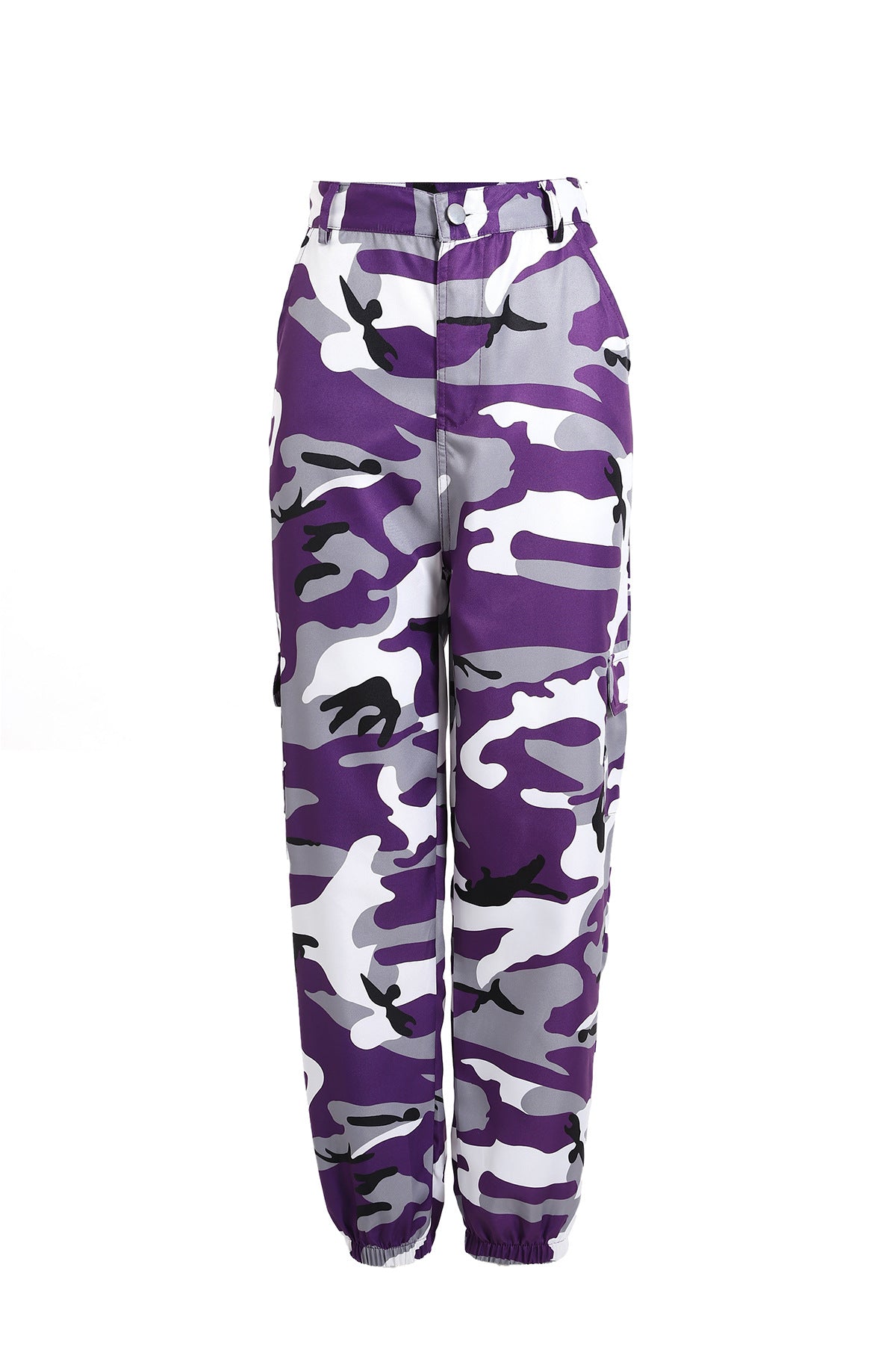 Dame cargo bukser med elastisk talje og moderne camouflage mønster Stilla