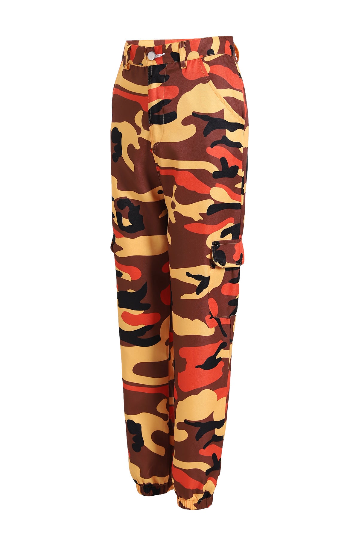 Dame cargo bukser med elastisk talje og moderne camouflage mønster Stilla