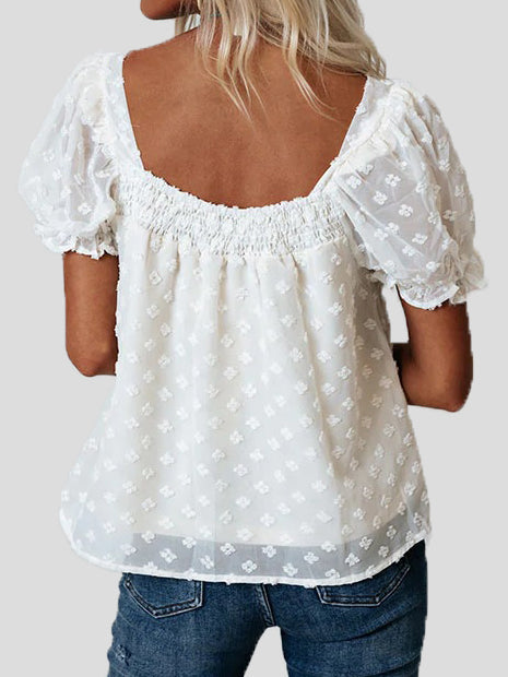 Stilla | Kvinders Bluser Jacquard Firkantet Hals Chiffon Bluse