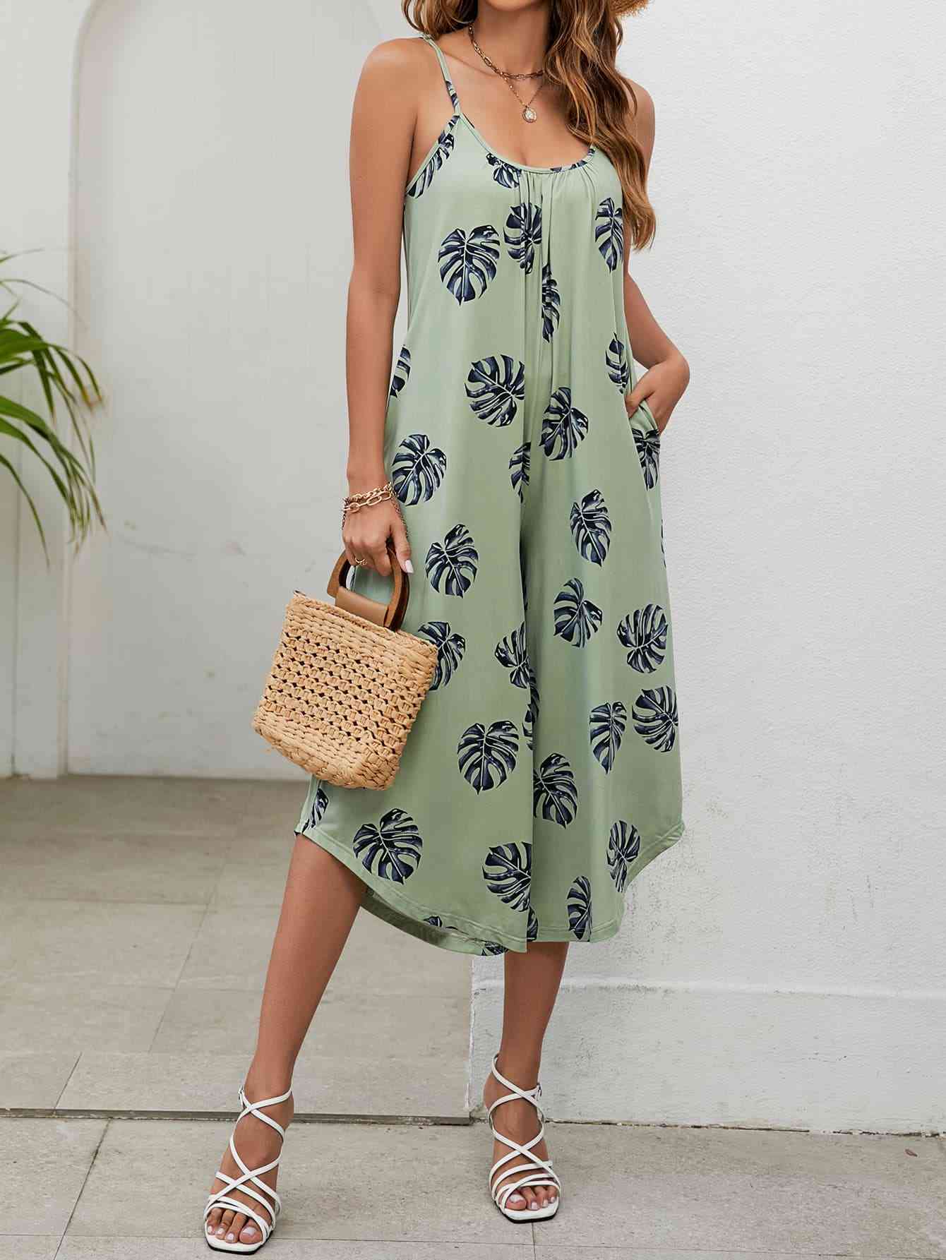 Stilla | Print Spaghetti Stroppe Scoop Hals Jumpsuit