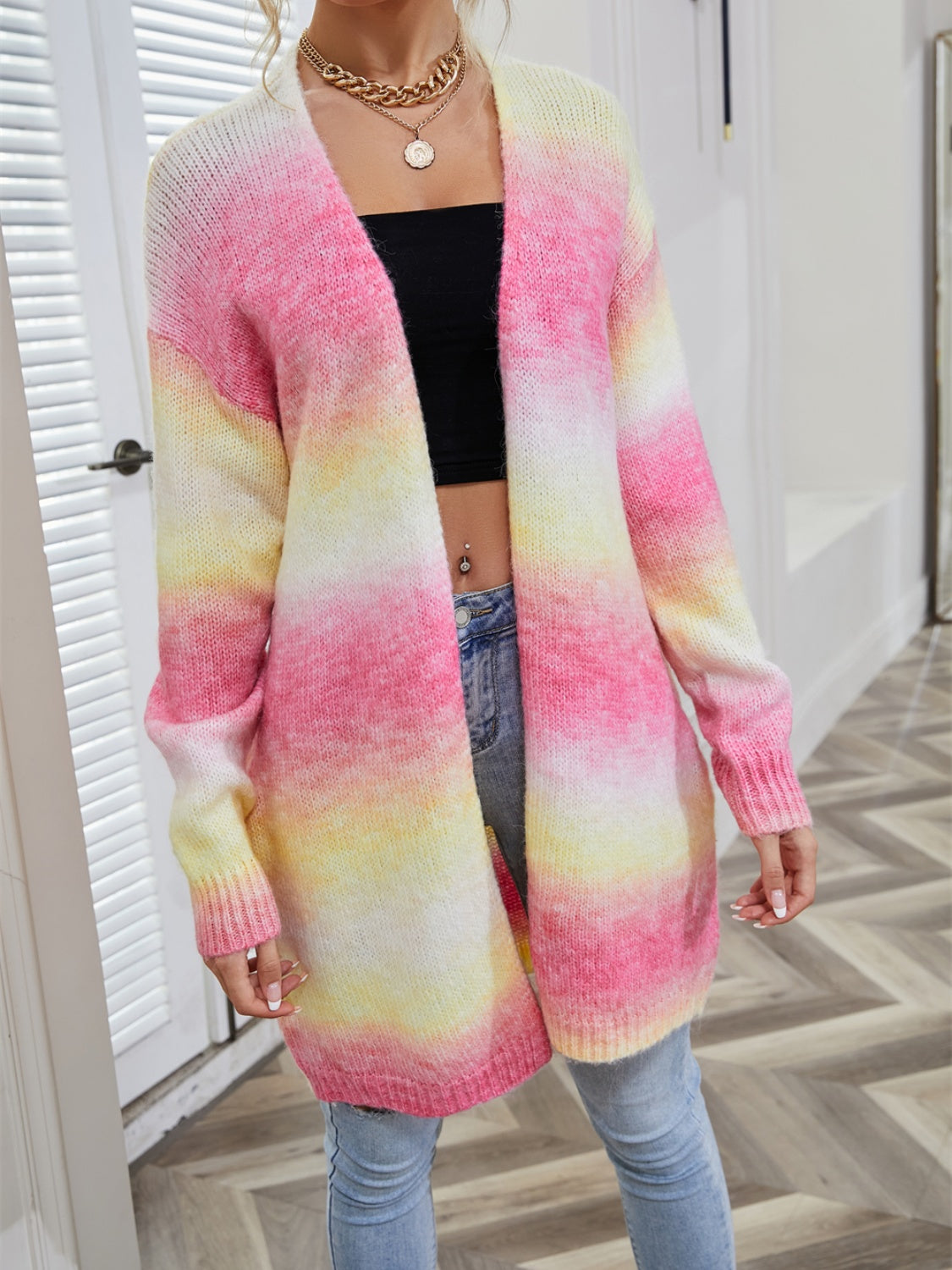 Stilla | Wings Fuldt Størrelse Gradient Åben Foran Cardigan