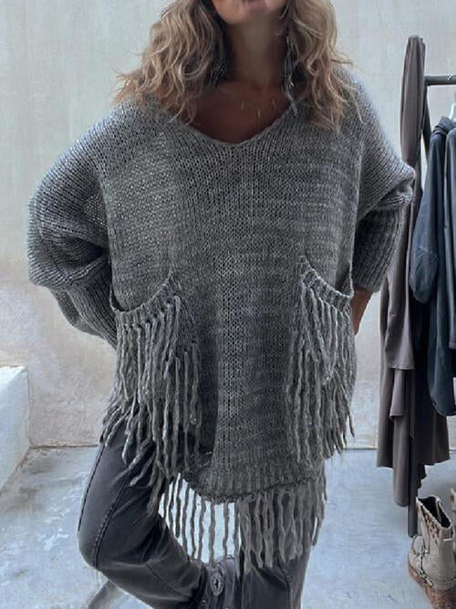 Stilla | Detalje Langærmet Sweater Med Lommer