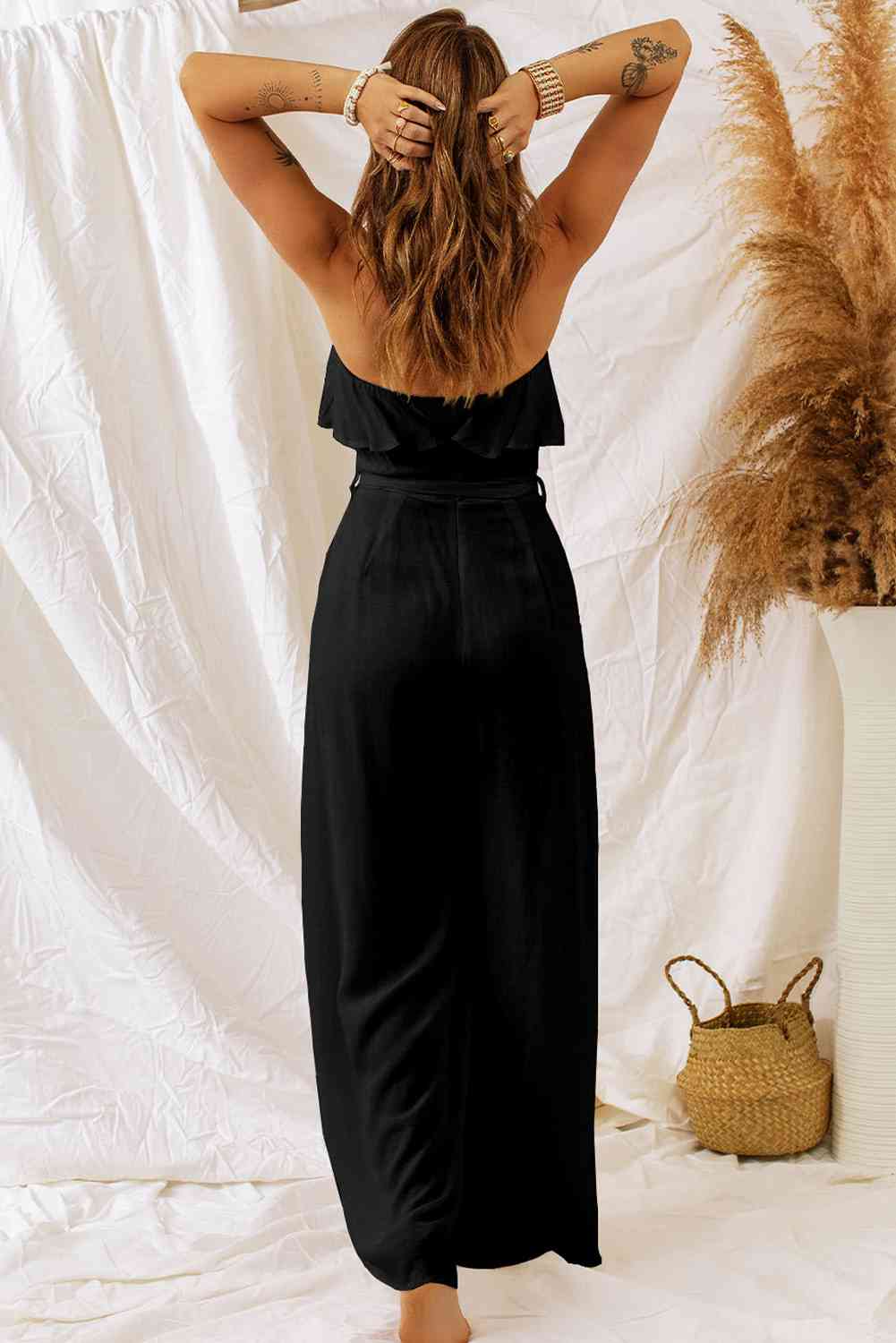 Stilla | Talje Rynket Off-Shoulder Bred Ben Jumpsuit