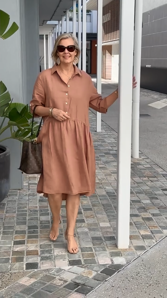 Stilla | Nyt Fashionabelt Linned- og Bomuldskjole til Damer
