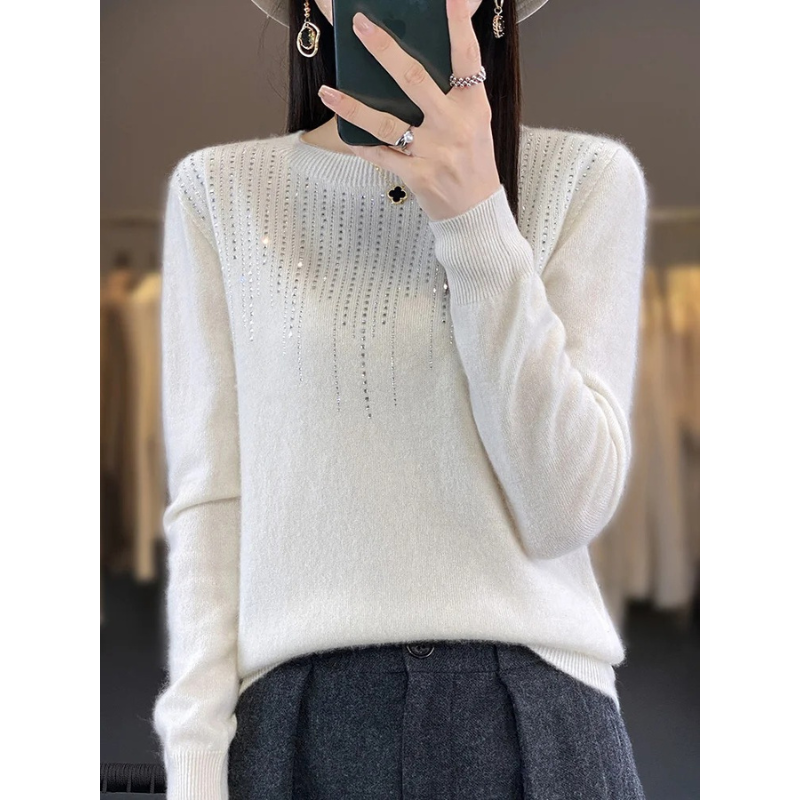 Stilla | Dame sweater i strik med glitrende detaljer