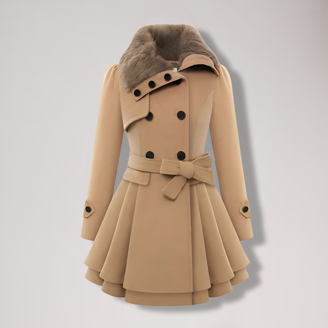 Stilla | Elegante Trenchcoat Med Vegansk Pels
