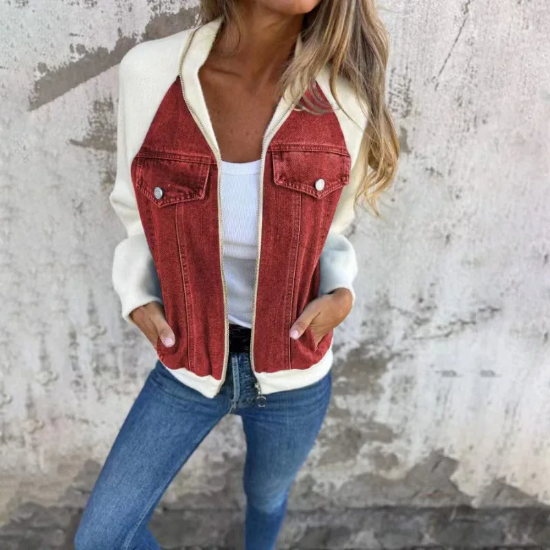 Stilla | Bomber Denim Look Med Lomme Detaljer og Behagelig Pasform