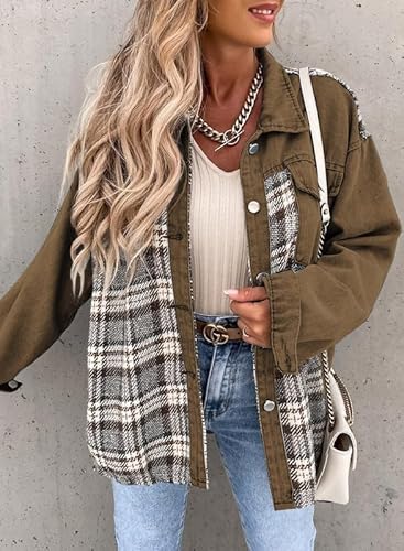 Stilla | Plaid Cotton Jacket Til Kvinder Boyfriend Overstørrelse Fit