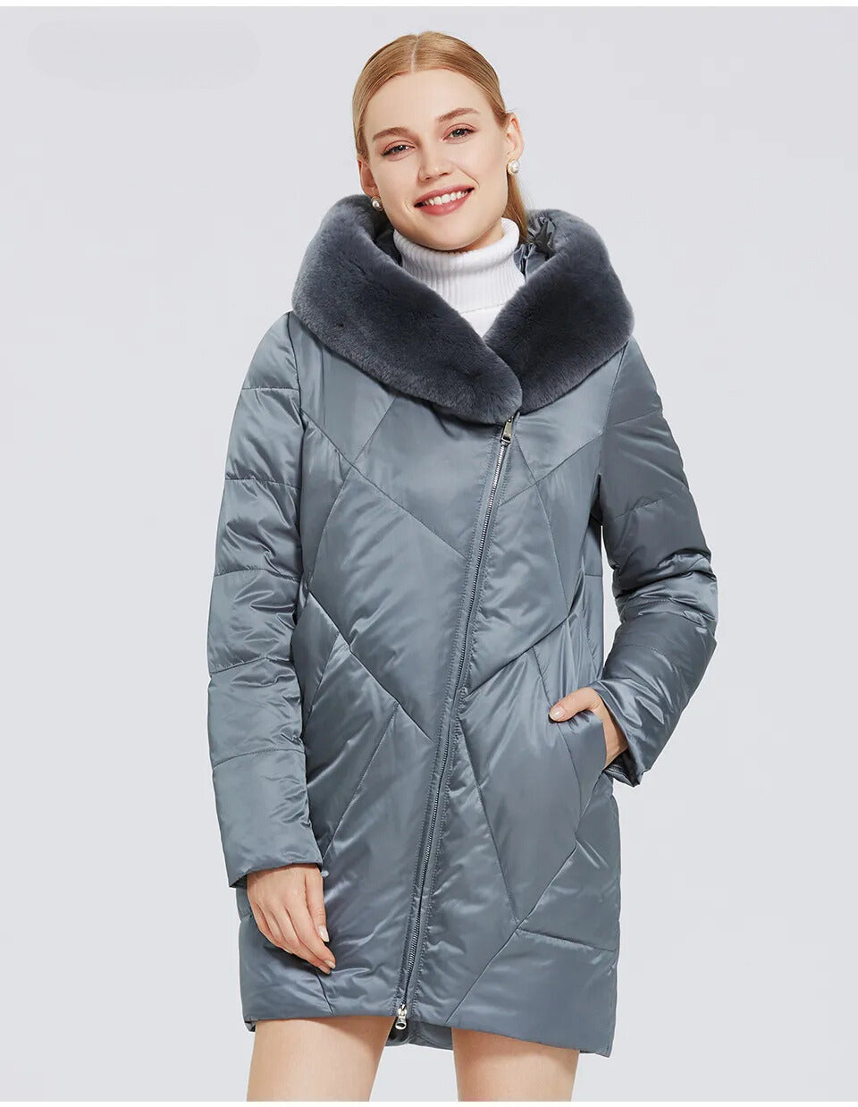 Stilla | Elegant og Trendy Kvalitetsfrakke Med Kuns pels Til Damer