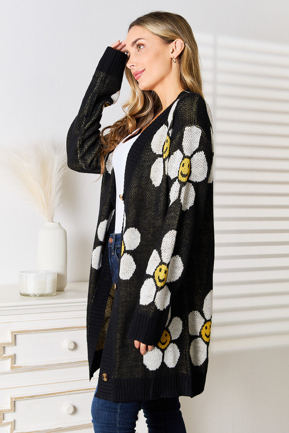Stilla | Floral Knap Nedad Langline Cardigan