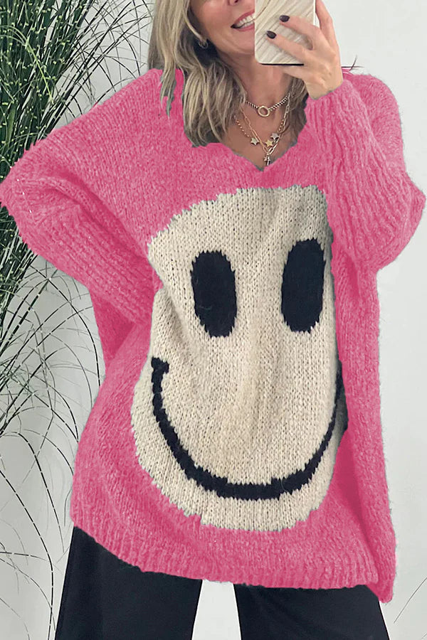 Stilla | Tillid Er Alt. Smiley Pullover Af Strik Med Lange Ærmer