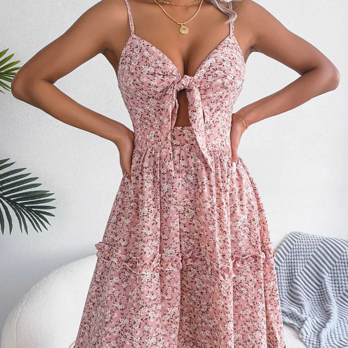 Stilla | Kjole med Firkantet Halsudskæring og Snøring