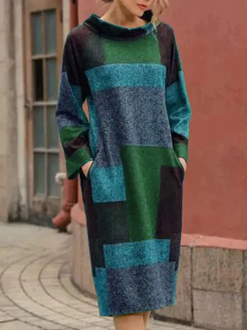 Stilla | Løs, Mellemlang Kjole med Vintage-Look