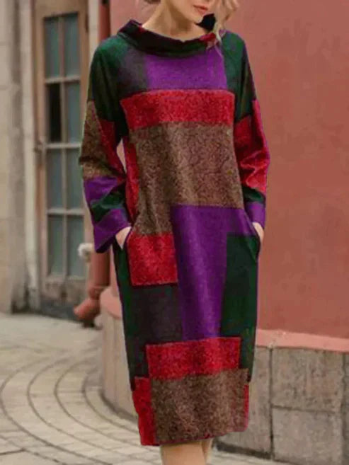 Stilla | Løs, Mellemlang Kjole med Vintage-Look