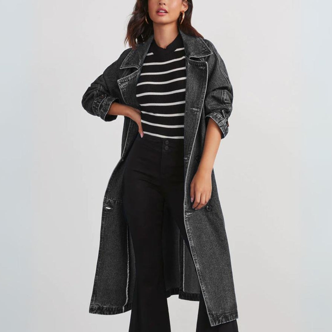 Stilla | Lang Jeans Trenchcoat til Damer
