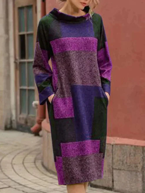 Stilla | Løs, Mellemlang Kjole med Vintage-Look