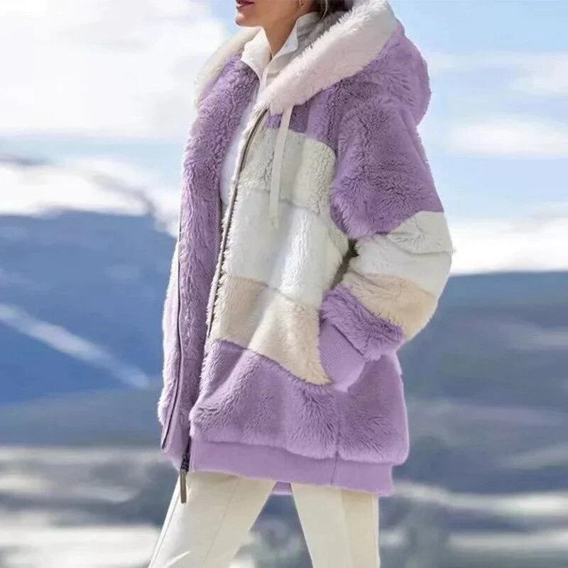 Stilla | Cozy Tweed Hættejakke Med Plys Uldforing