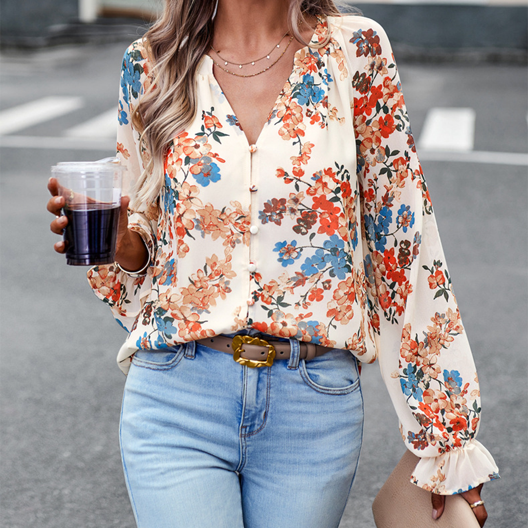 Stilla | Trendy Blomstret og Elegant Bluse til Kvinder