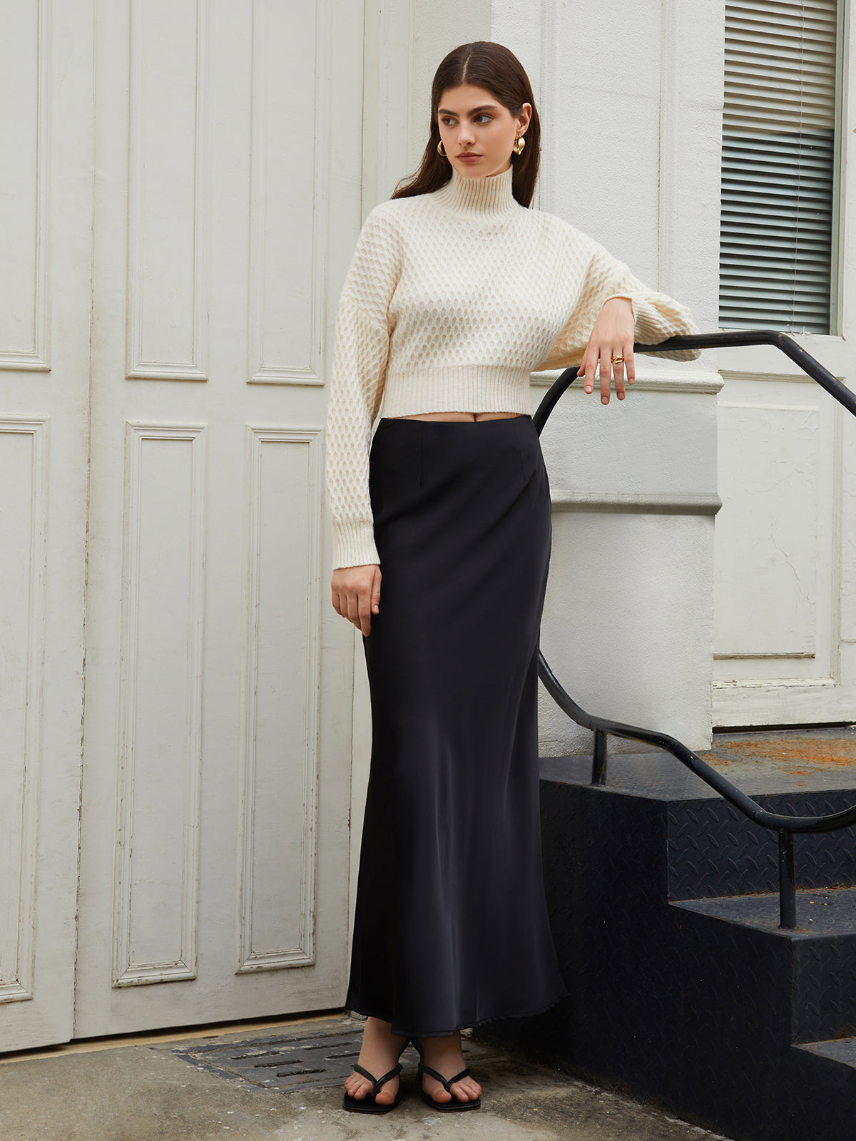 Stilla | Trøje Tie Back Mock Neck Sweater