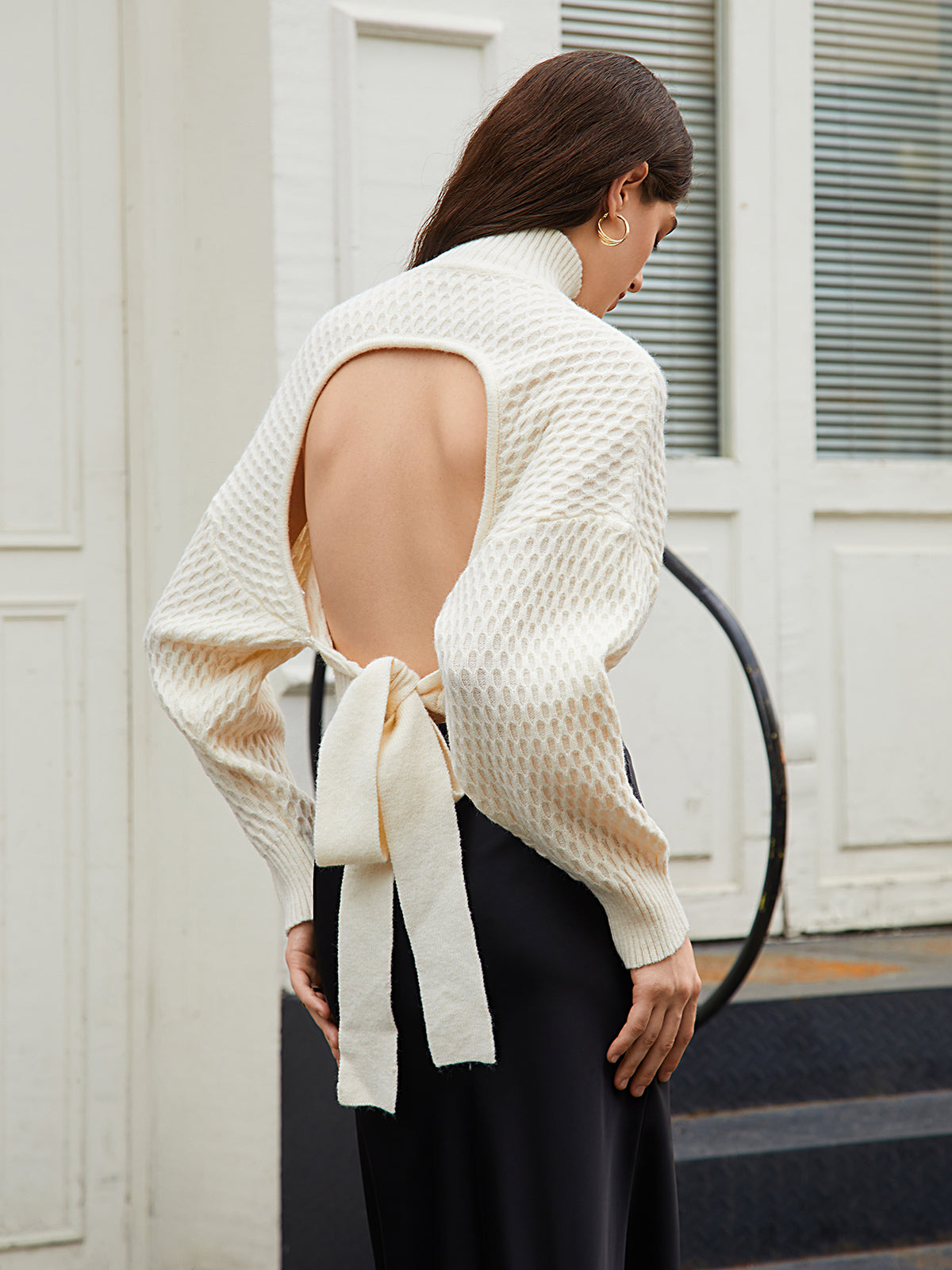 Stilla | Trøje Tie Back Mock Neck Sweater