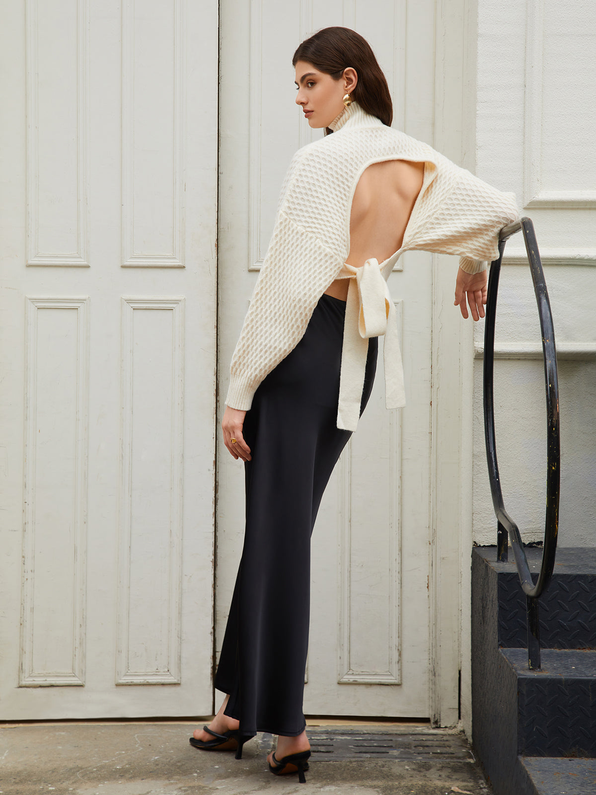 Stilla | Trøje Tie Back Mock Neck Sweater