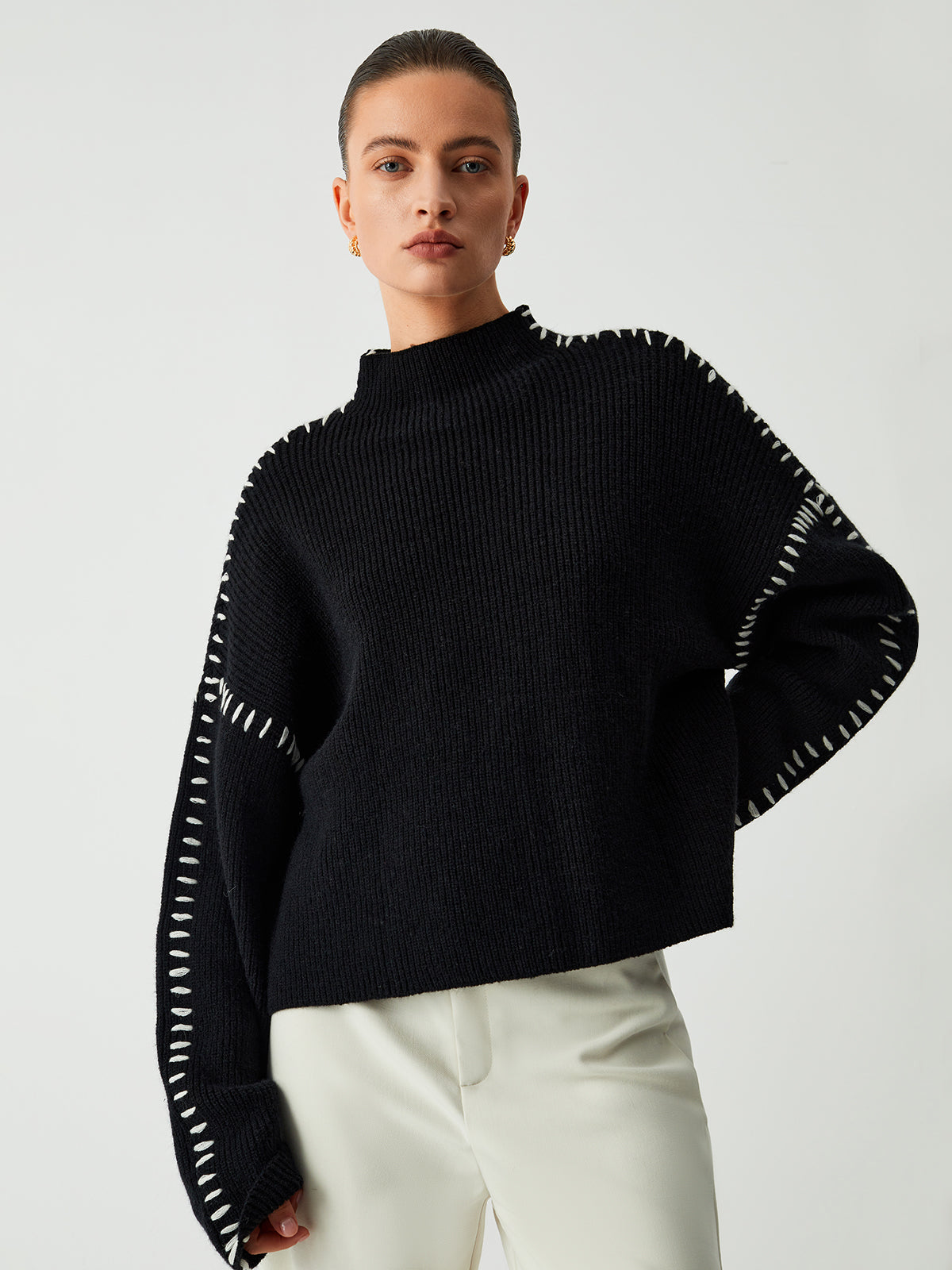 Stilla | Pullover Med Rullekrave Og Vatterede Detaljer