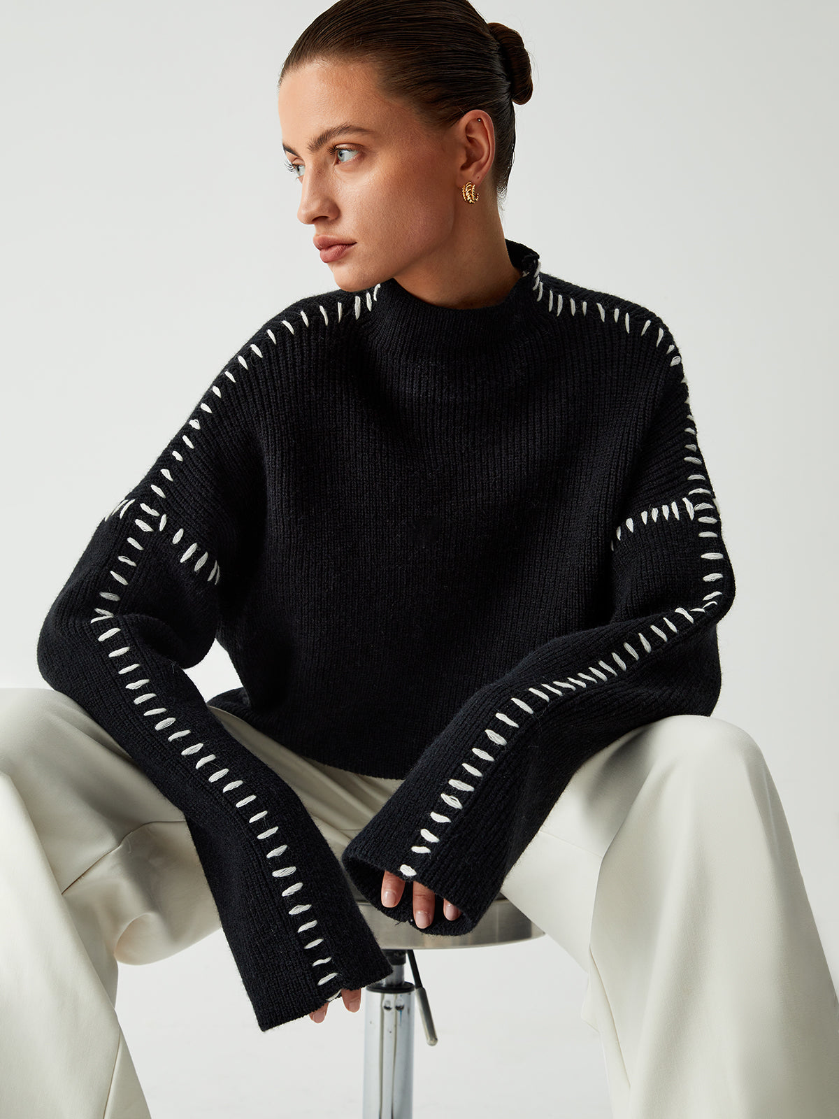 Stilla | Pullover Med Rullekrave Og Vatterede Detaljer
