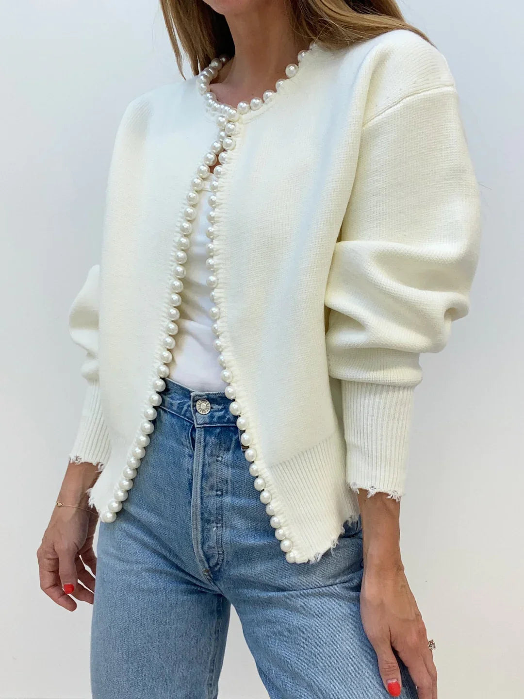 Stilla | Elegant Cardigansweater med Perler til Kvinder